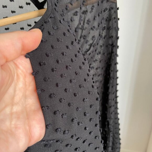 BABATON Swiss Dot Silk Blend Sheer Lined Blouse Flowy Light Black 3/4 sleeve XXS - Picture 7 of 14